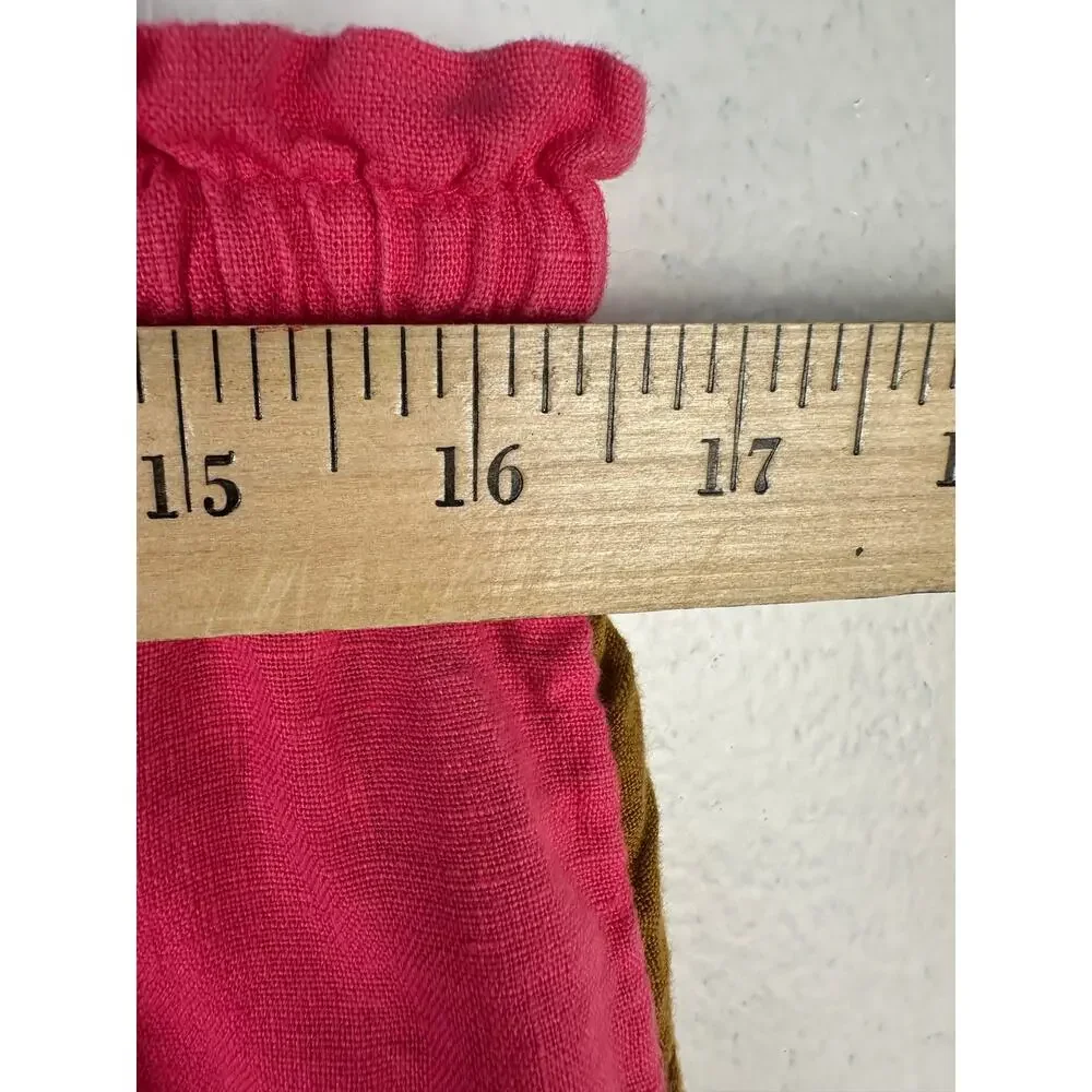 J.Crew hot pink, elastic-waist wide leg pants woven drawstring ribbon Large
